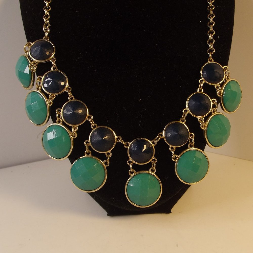 Blue & Teal Statement Necklace Faceted Bubble Necklace